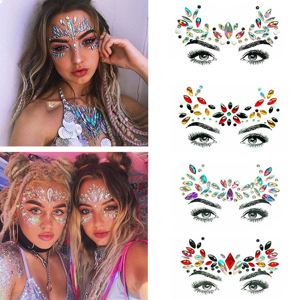 Adhesive Sticky Gems Sticker Face And Eye 3D Crystal Sticker Tattoo For  Party Stage Decor